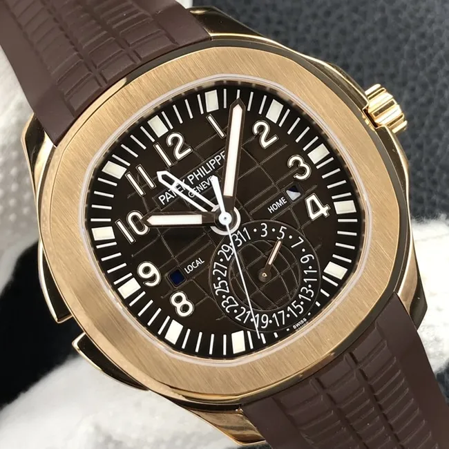 ZF Factorytop-tier watch Patek Philippe men's brown plate and brown belt Aquanaut series watch side view