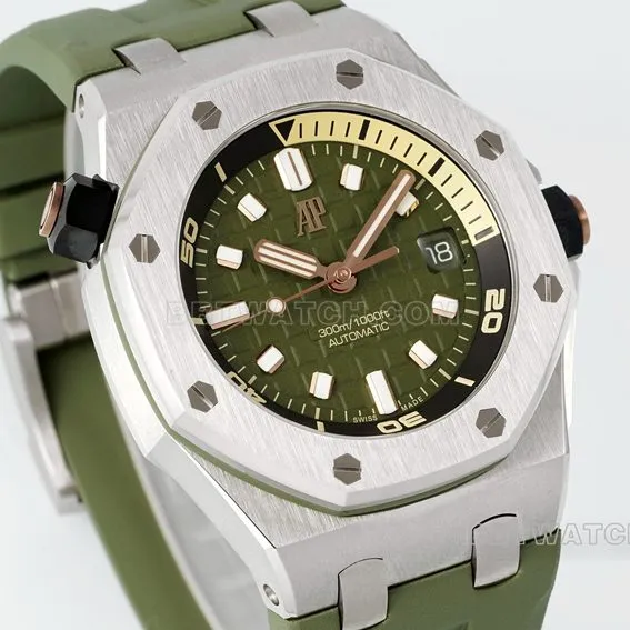 APS factory Audemars PiguetRoyal Oak offshore avocado rubber model 15720ST.OO.A052CA.01side live photo
