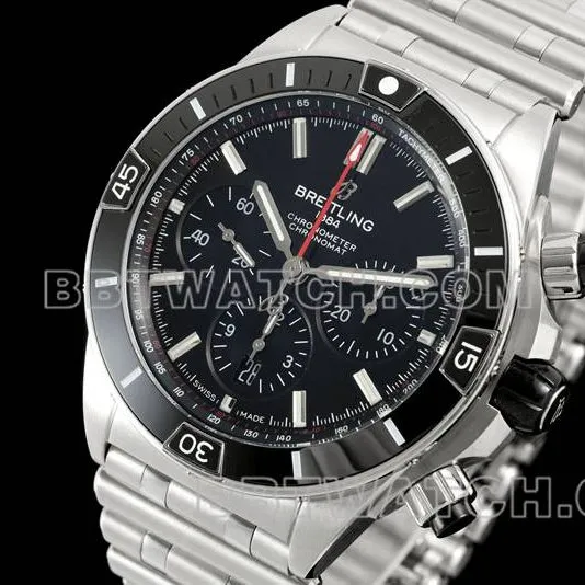 Breitling collectible watch TF factory mechanical chronograph black dial 44mm steel bracelet model side live photo