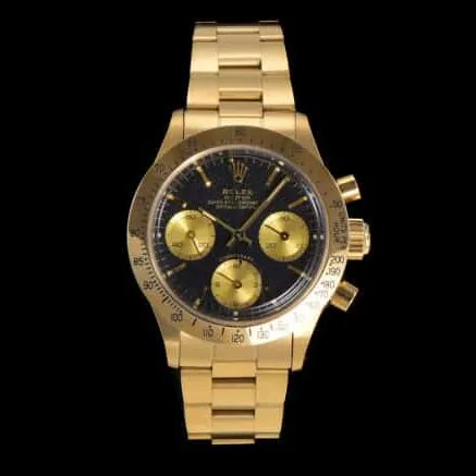 top-tier watch Rolex manual chronographmovement retro series 18K gold black dial men's watch clasp picture