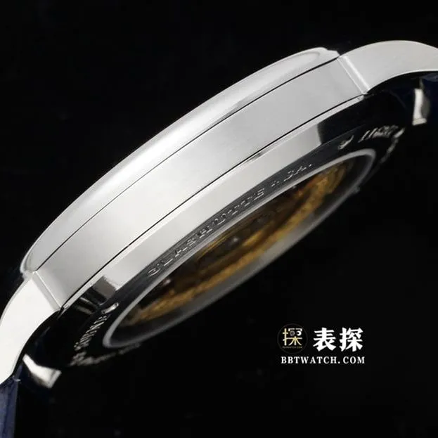 F8 Saxony Lange watch blue dial leather strap model 205.086 caseback live photo