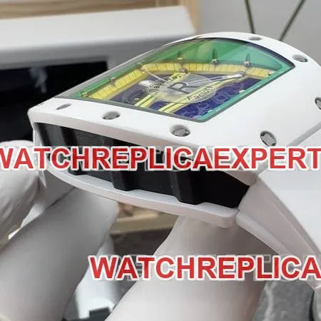 Richard Mille's collectible watch R factory hollow plate white rubber model RM061caseback live photo