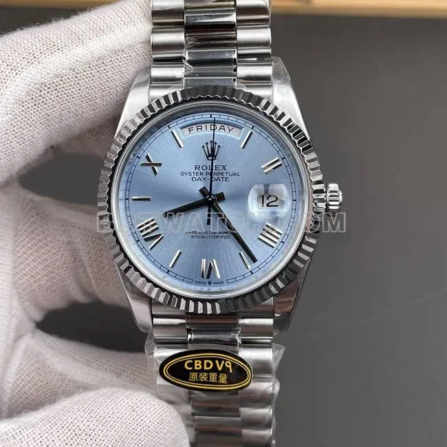 collectible watch CBD factory Day-DateRolex3255 mechanical ice blue dial40mmside live photo