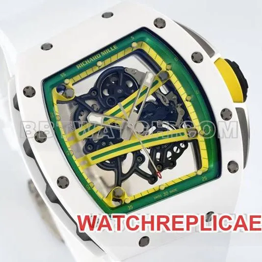 Richard Mille's collectible watch R factory hollow plate white rubber model RM061front live photo