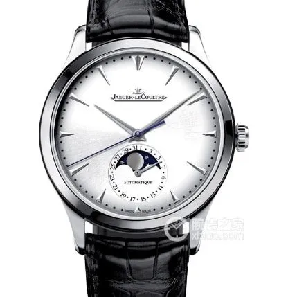 AZ factory master Jaeger-LeCoultre1:1replica watch silver dialmoon phaseleather strap model 1368430caseback live photo