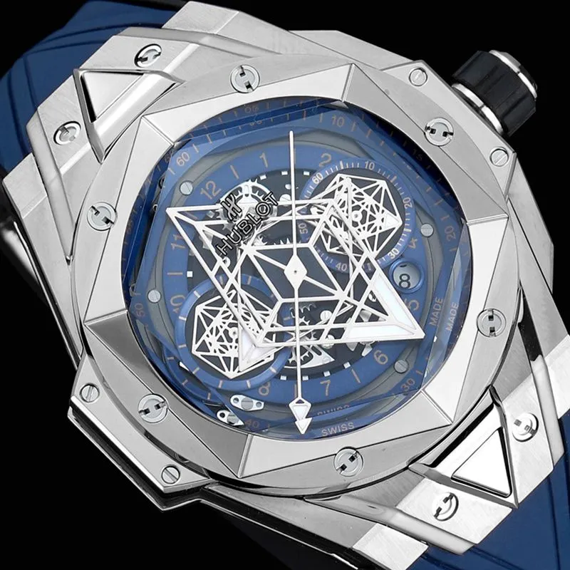 HublotHublotreplica watch new BigBangSangBleuII tattoo men's mechanical watch side view