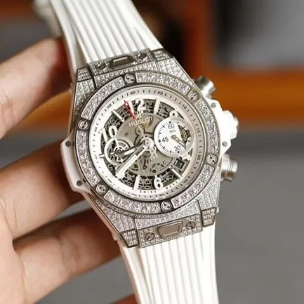 top-tier watch HublotBIG BANG series 411.NM.1170.RX silver shell jewelry watch front view