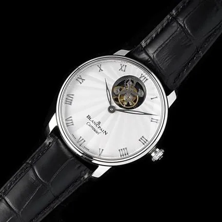 Blancpain top men's white plate black belt classic full series tourbillon mechanical belt watch details