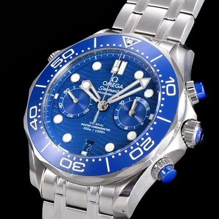 OM Factorytop-tier watch Omega men's 44mmSeamaster 300m blue dialsteel braceletchronograph watch movement picture