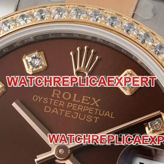 ARF FactoryRolex log brown disk diamond bezel31mm gold three-lattice chain link 278381side live photo