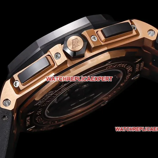 TW factory Audemars PiguetRoyal Oak offshore top-tier 1:1super dark gray plate rubber model 26416side live photo