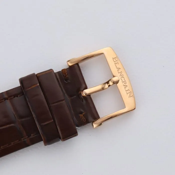 Top-tier watch Blancpain men's white dial Art Master series leather strap watch detail shots