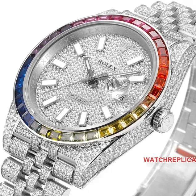 MS Factory Rolex Log Super Clone2024 New Full Diamond Disc Rod-Shaped Time Scale Caseback Live Photo