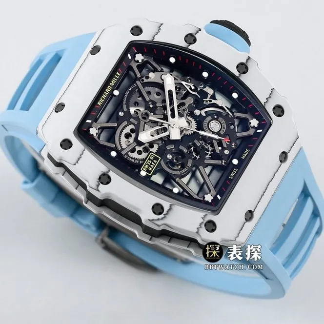 BBR RM 35-01Richard Mille1:1replica watch men's black dial blue rubber style side live photo