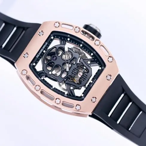 JB factory Richard Milletop-tier watch genuine tourbillon men's black dialrubber strapautomatic movement watch detail shots