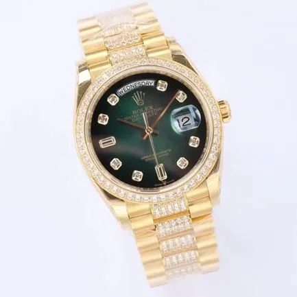 EW Factorytop-tier replicaRolexhigh-quality watch men's green dial gold steel braceletday displayDatejustautomatic movement watch clasp picture