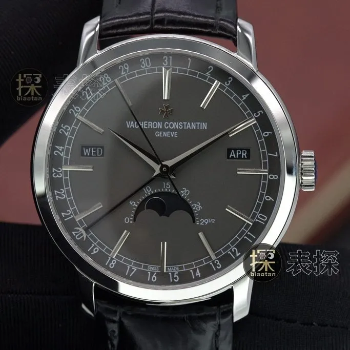 MX inheritance series Vacheron Constantin1:1replica watch gray plate black leather bracelet