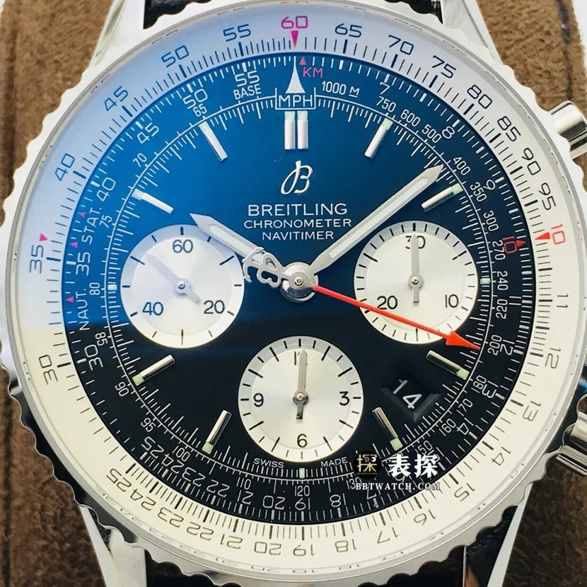 GB factory Breitling aviation chronograph11:1super watch men's black dialleather strap model pictures and prices side live photo