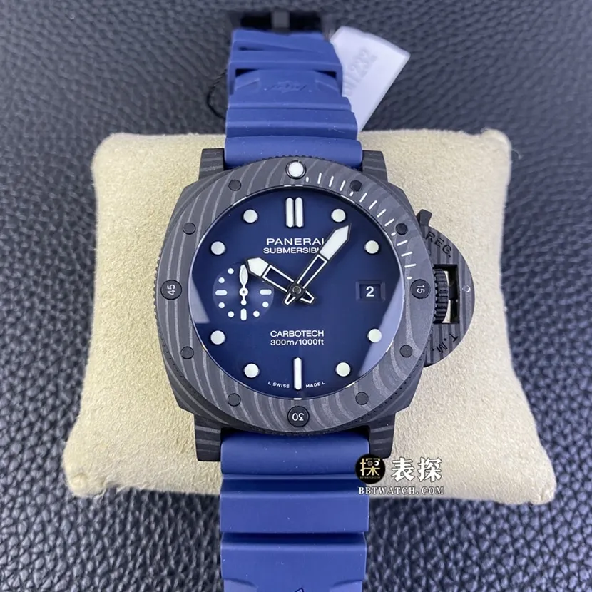 SBF factory Panerai sneak PAM012321:1super watch men's dark blue dial rubber model picture and price caseback live photo