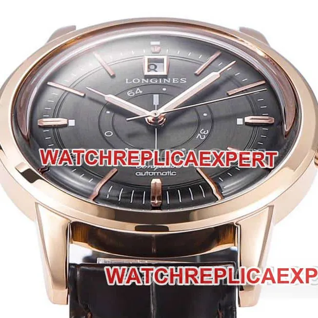 AD factory Longines classic replicatop-tier 1:1super carbon black dialrose goldleather strap side live photo