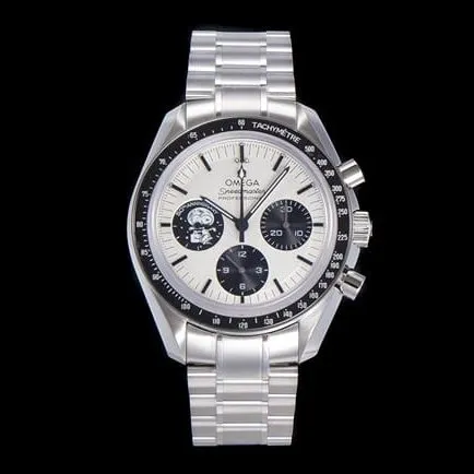 Top Omega men's watch, white dial, steel bracelet, Snoopy series, automatic mechanical watch, detailed pictures