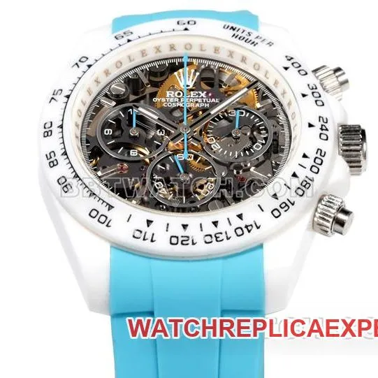 watch RolexTW factory Daytona white case blue rubber braceletside live photo