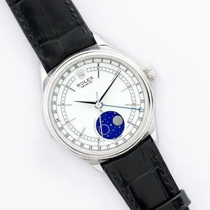 EW FactoryRolextop-tier watch Cellini series moon phase type 39 men's watch black belt fully automatic movementleather strap side view