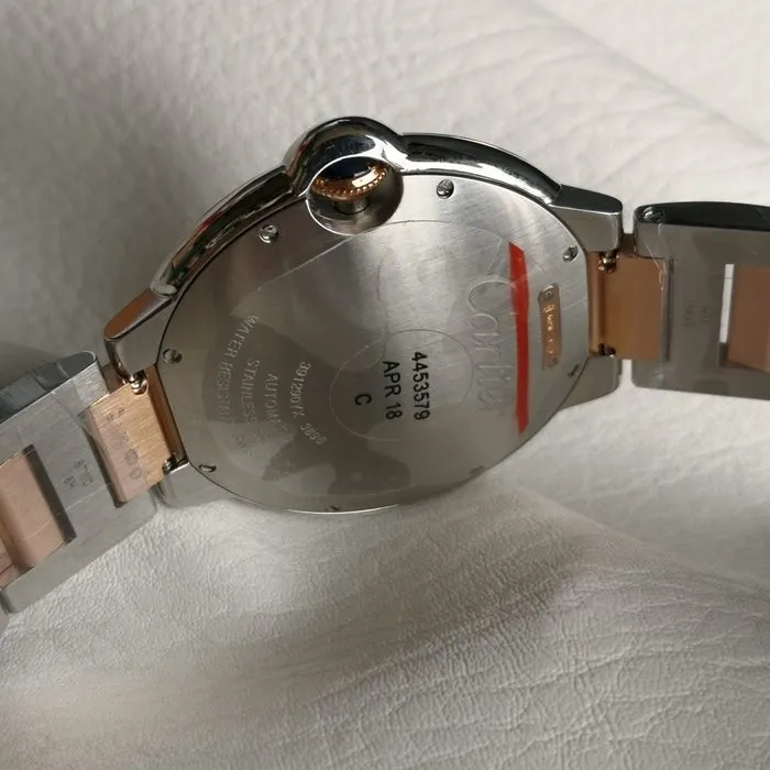 top-tier watch Cartier men's white dial blue balloon series steel bracelet watch front view