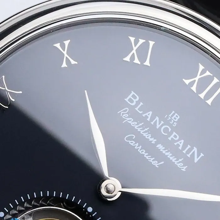 Top-tier watch Blancpain men's black dial Art Master series leather strap watch front view