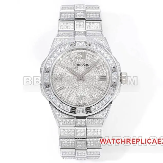Chopard1:1replica watch GH factory Xueshan Aoyi 41mm pavé diamond steel bracelet bracelet live photos