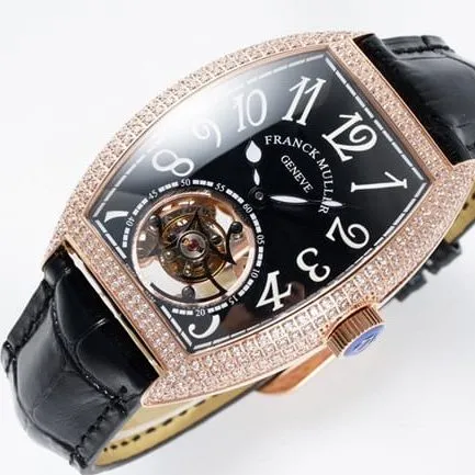 ABF factory Frank Muller top-tier replicatourbillon manual winding black dial black belt men's watch clasp picture