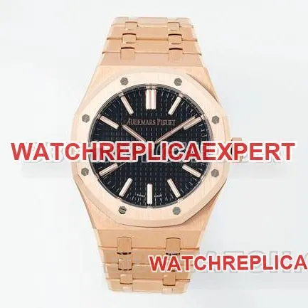 watch DDF factory Audemars PiguetRoyal Oakblack dialrose gold4302 mechanical 15510front live photo