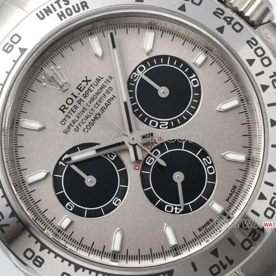 C factory RolexDaytona1:1top-tier replicawhite gold cement gray 4131steel bracelet caseback live photo