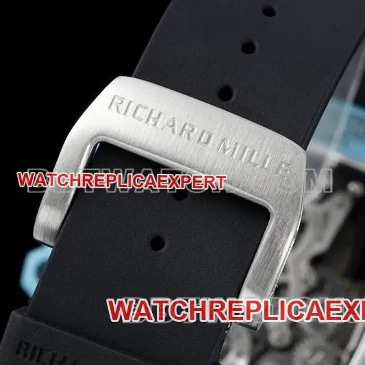 Richard Mille's collectible watch hollow disc tourbillon mechanical black rubber model RM 21-02side live photo