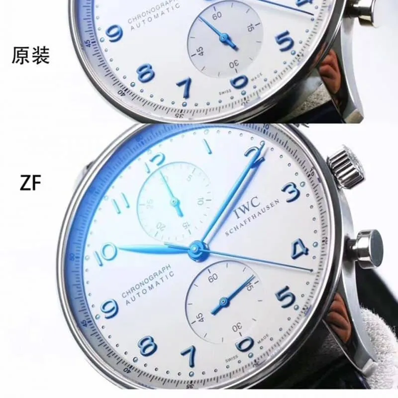 ZF FactoryIWC Portuguese watch IW371446 blue needle watch genuine and fake comparison evaluation back cover picture
