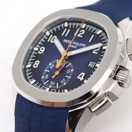 [OM Factory Top ] Patek Philippe Nautilus Chronograph Watch New 5968A-001 Integrated Movement Watch Blue Strap Photo