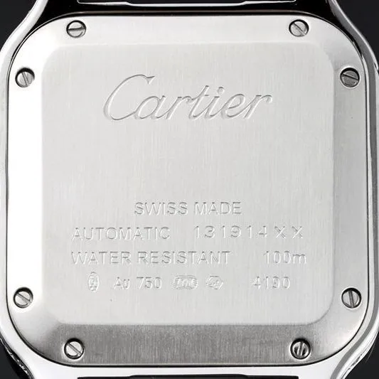Cartiertop-tiersuper watch Santos series ladies steel braceletdiamondwhite dial watch back cover picture