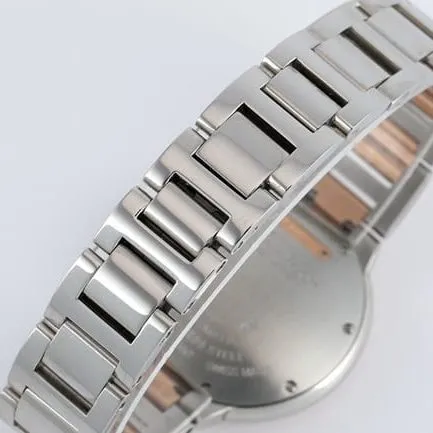 V6 factory top-tier watch Cartier women's white dial gold band blue balloon series automatic movement watch front view