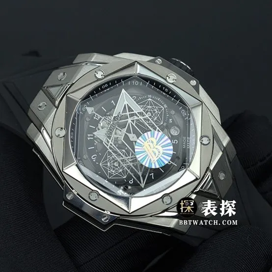 BBF factory BIG BANGHublot1:1replica watch black dial rubber model 418.NX.1107.RX.MXM19clasplive photos