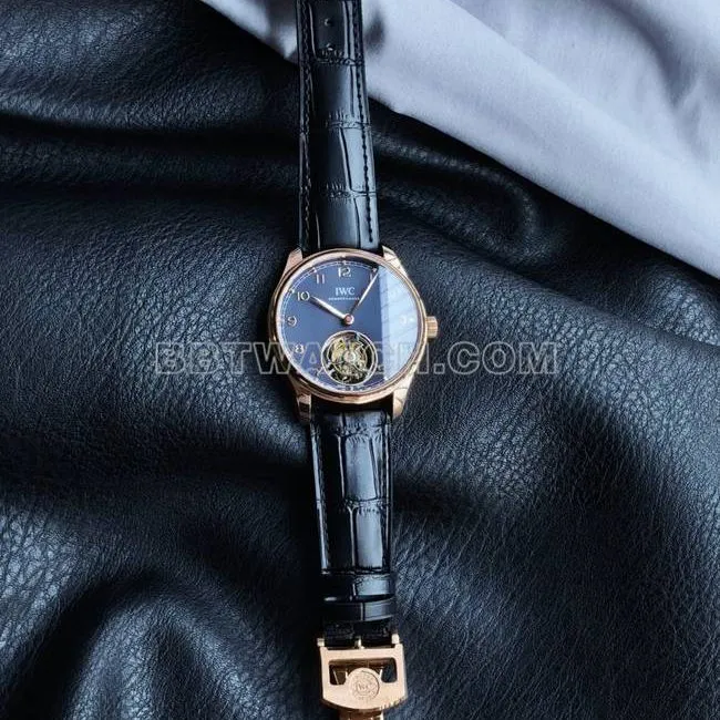 1:1replica watch TUR factory IWC Portugal rose goldblue dialtourbillonfront live photo