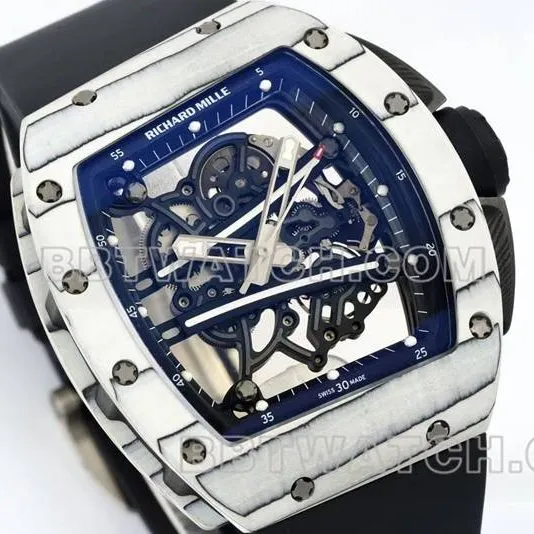Richard Mille collectible watch R factory hollow plate white case black rubber model RM061braceletlive photos