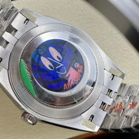 Side view of the high-quality AR Rolex Oyster Perpetual Datejust 41 series men's watch from a major manufacturer.