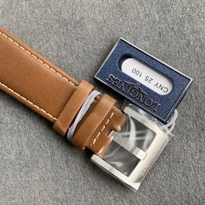top-tier watch Longines men's white dial pioneer series leather strap watch bracelet picture