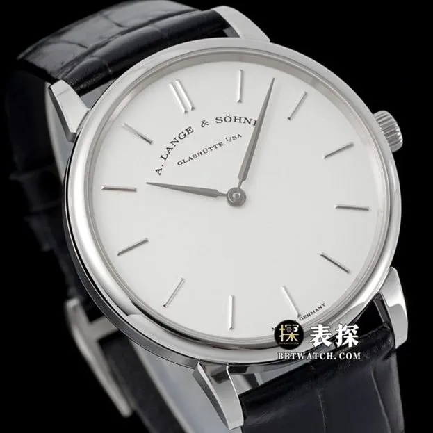F8 Saxony Lange 1:1replica watch men's silver white dialleather strap model 211.027side live photo