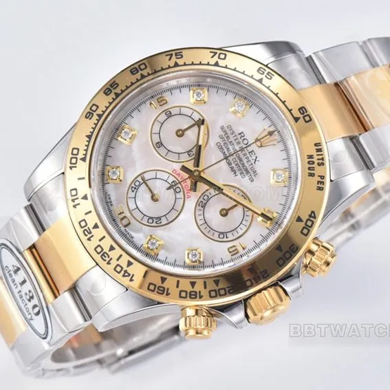 Factory C Rolex Daytonatop-tier mother-of-pearl gold steel bracelet model m116503-0007side live photo