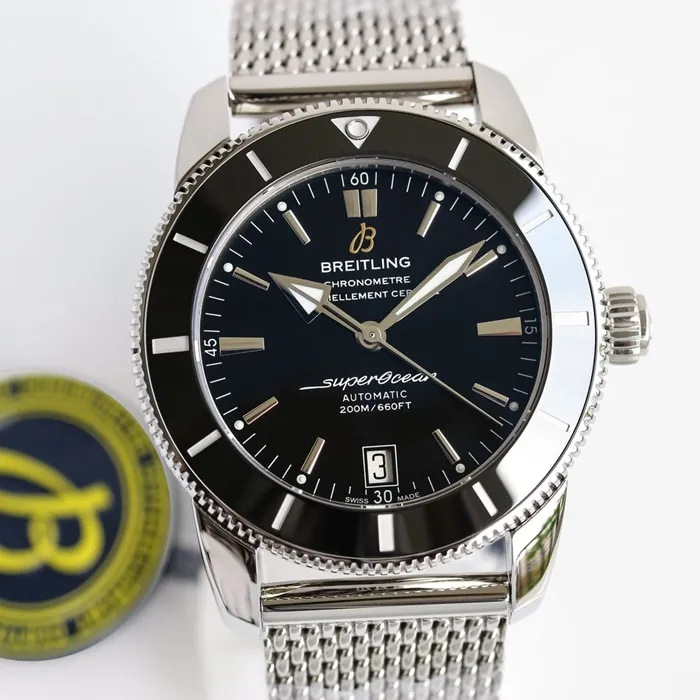 top-tier watch Breitling men's black dial super ocean culture series mechanical watch detail shots