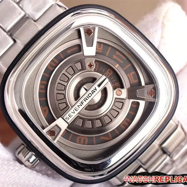 SEVENFRIDAYreplica/seven day display five watch automatic movementmen's watch Swiss steel bracelet large dialM series front view