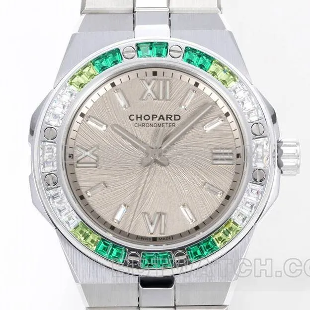Chopard collectible watch GH factory snow mountain proud wing 41mm gray plate green sapphire crystaldiamond bezelbraceletlive photos
