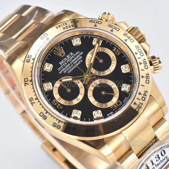 C Factory Rolex Daytonatop-tier replicablack dialyellow goldsteel bracelet model m116508-0016braceletlive photos