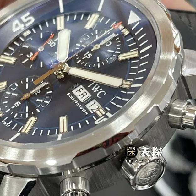 V6 factory IWC watch marine timepiece watch men's blue panda dial rubber model picture and price side live photo